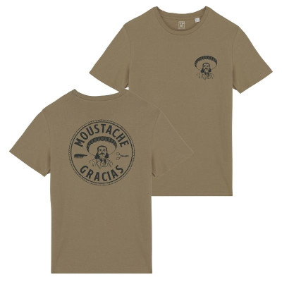 T-Shirt Homme Moustache Gracias Green Olive