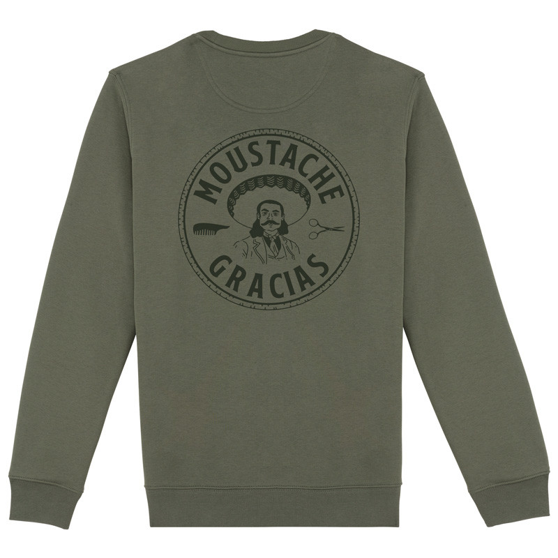 Sweat Homme Moustache Gracias Kaki