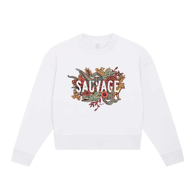Sweat Crop Femme Sauvage Blanc